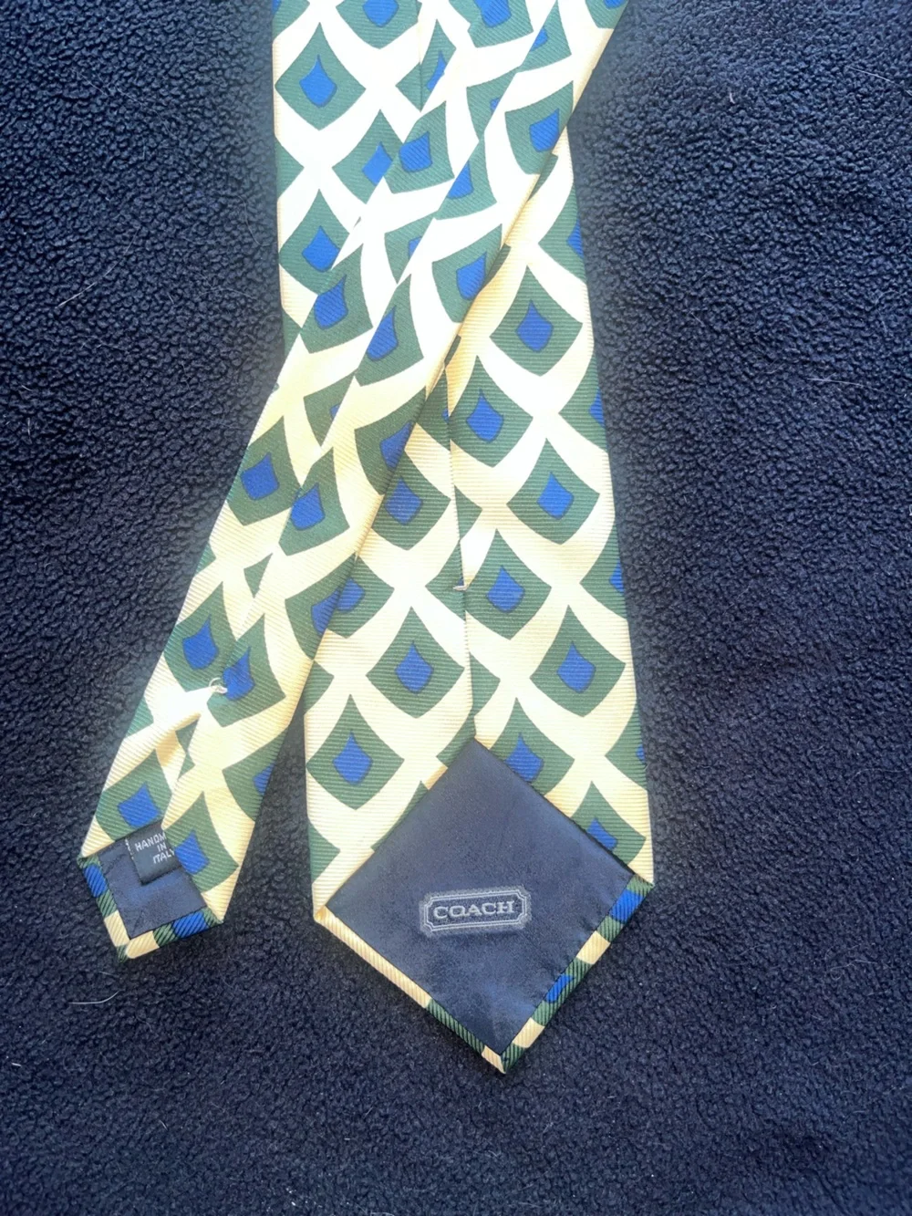Coach Blue‎ and Yellow Geometric Pattern Tie